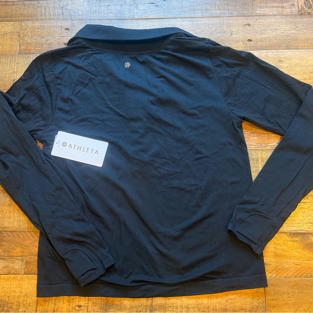 Athleta Black Long Sleeve Flurry Seamless Henley - Picture 2 of 2